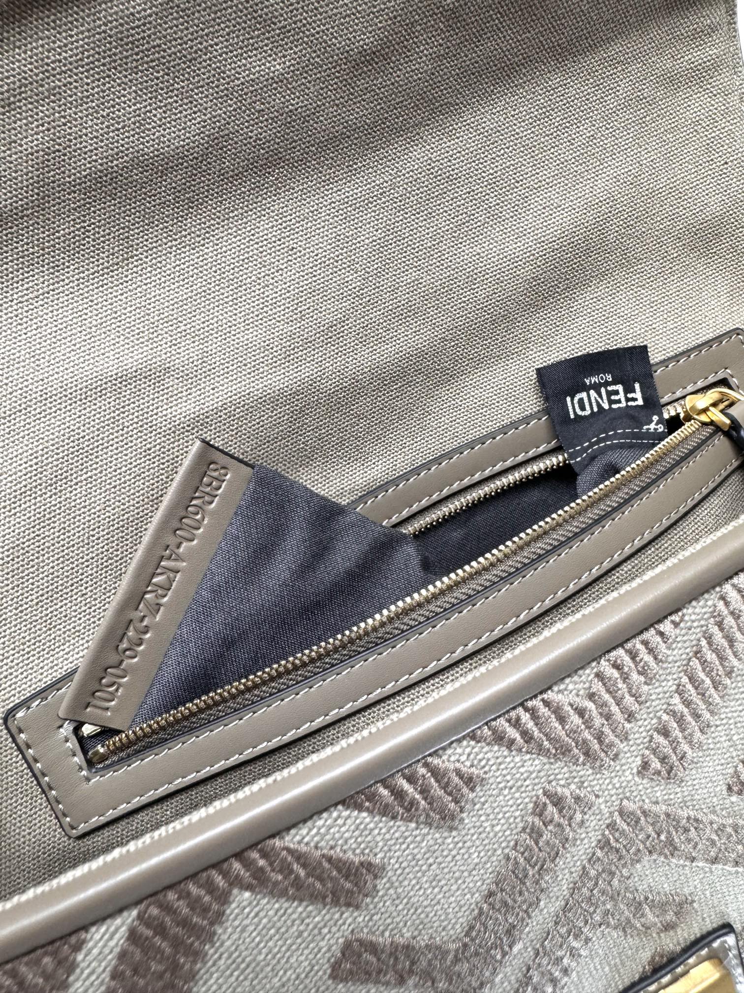 Fendi Medium Baguette FF Canvas Shoulder Bag Grey